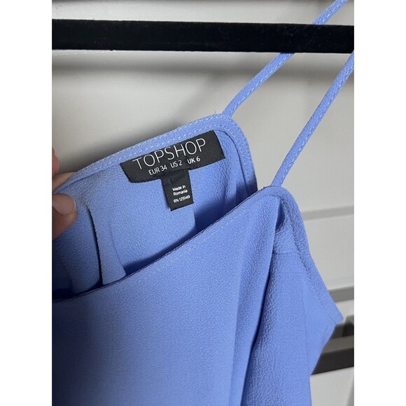 Topshop Women's Periwinkle Blue Cold Shoulder Off The Shoulder Top Size US 2 EUC - Picture 3 of 6